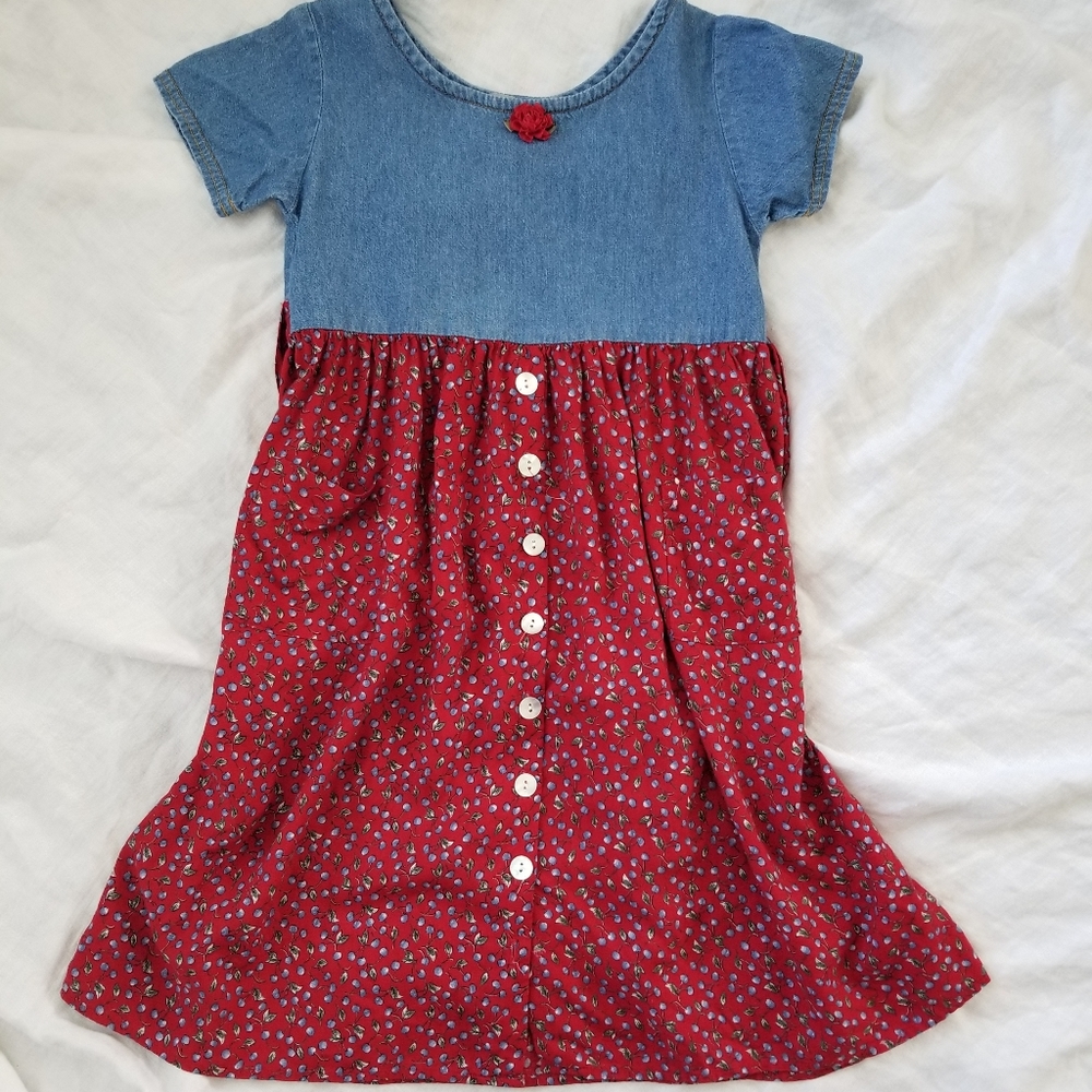 Swat Denim and Floral Dress w/ Tie In Back📌 FINAL PRICE